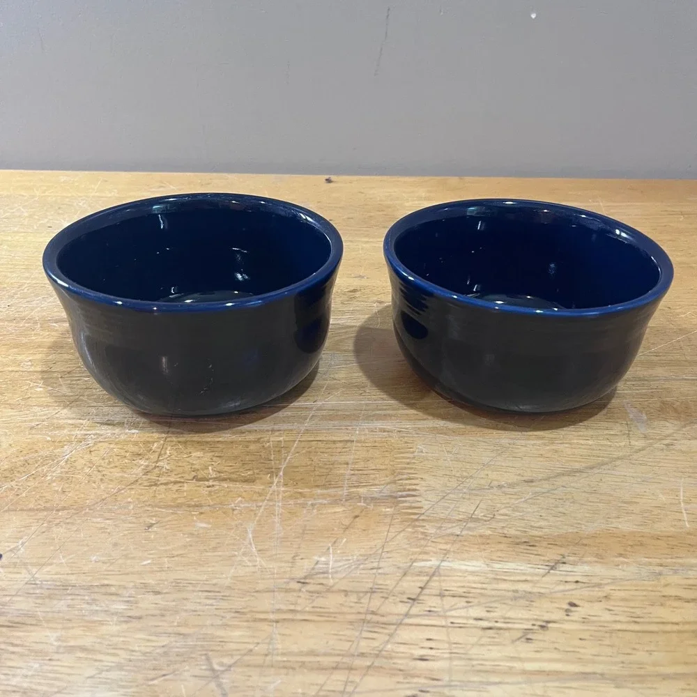 Fiesta‎ Cobalt Blue Chili Soup Gusto Bowls Set of 2 Ceramic Vtg MCM Art Deco 5